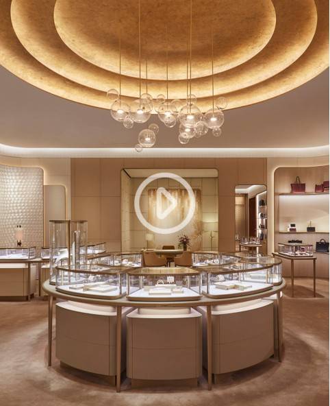 Luxury Brushed Gold Jewelry Display Showcase Retail Tempered Glass Jewellery Shop Showcase