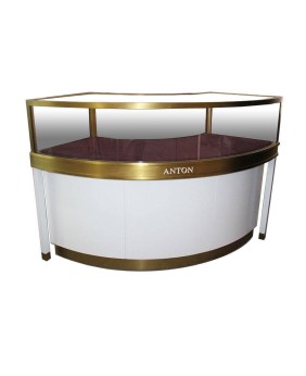 High End Luxury White Golden  Jewelry Display Counter Design