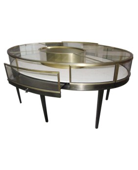 Luxury Retail Stainless Steel Oval Glass Jewelry Store Display Case For Sale