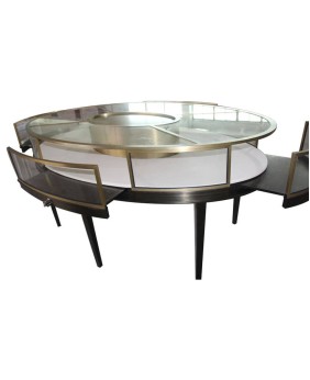 Luxury Retail Stainless Steel Oval Glass Jewelry Store Display Case For Sale