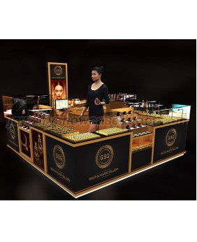 Commercial Wood Glass Retail Jewelry Mall Kiosk For Sale