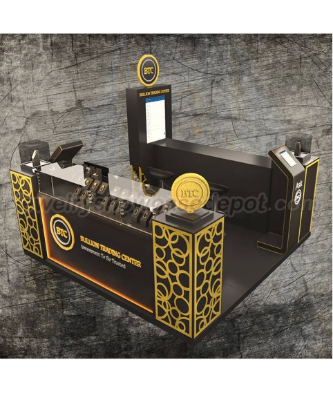 Innowacyjny projekt Czarny drewniany kiosk z biżuterią w centrum handlowym