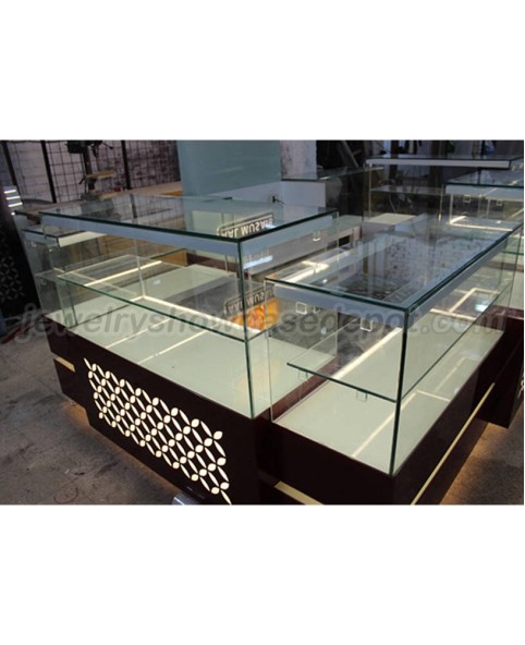 Exibição de quiosque de joias de shopping de madeira personalizado moderno
