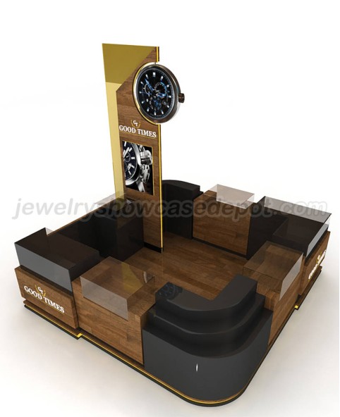 Quiosco de reloj de madera personalizado comercial en centro comercial
