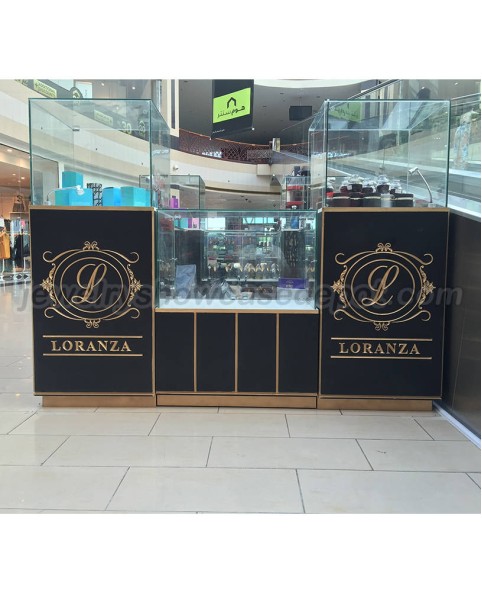 Kiosque de bijoux de centre commercial en bois noir commercial
