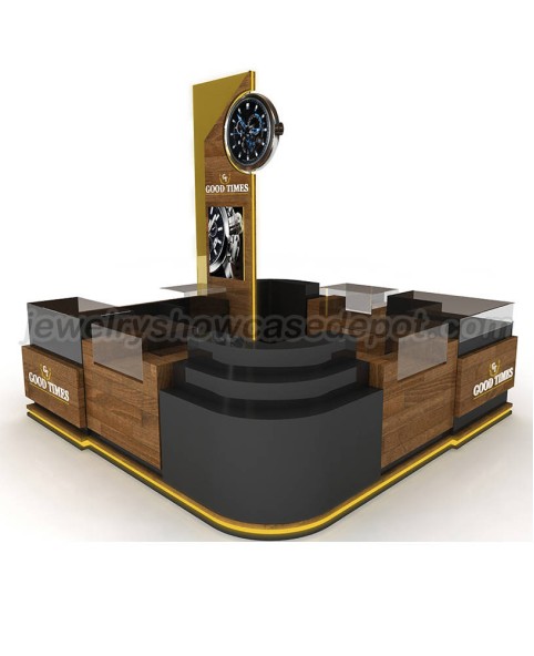 Kiosk đồng hồ bằng gỗ tùy chỉnh thương mại trong trung tâm thương mại