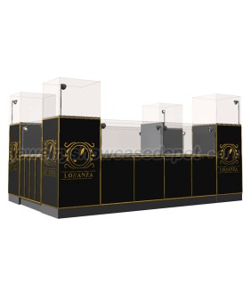 Commercial Black Retail Wooden Mall Jewellery Kiosk