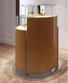 Luxury Cylinder Jewelry Display Pdestal Showcase