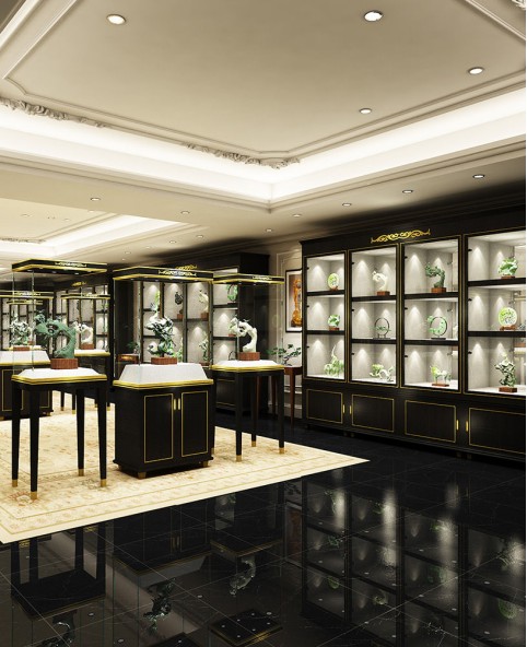 Design d'intérieur de magasin de bijoux en jade de luxe