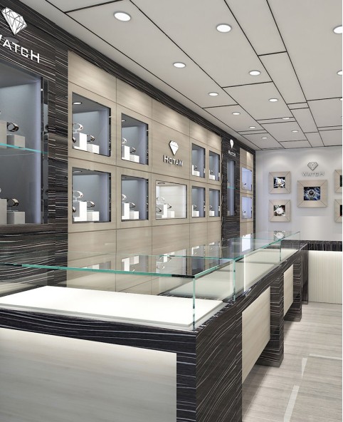 Diseño de exhibición de tienda de relojes de gama alta