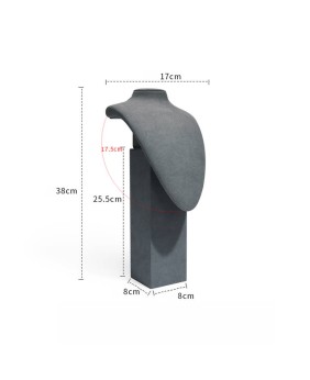 Retail Grey Velvet Necklace Bust Display Stand