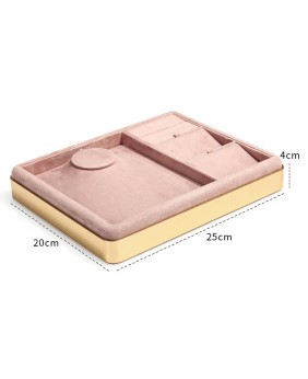 Luxury Stackable Pink Velvet Jewelry Display Tray For Jewelry Sets
