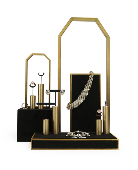 Kreatív design fekete arany rozsdamentes acél ékszer kijelző szettek eladók