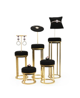 Premium czarne aksamitne złote stojaki na biżuterię ze stali nierdzewnej na sprzedaż