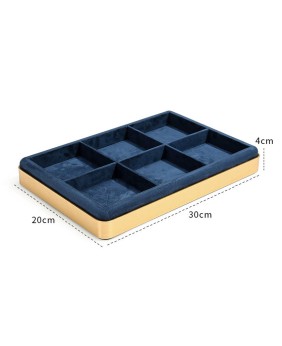 Luxury Navy Blue Stackable Bangle Display Velvet Jewelry Tray Inserts For Sale