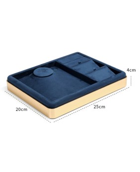 Luxury Stackable Navy Blue Velvet Jewelry Display Tray For Jewelry Sets
