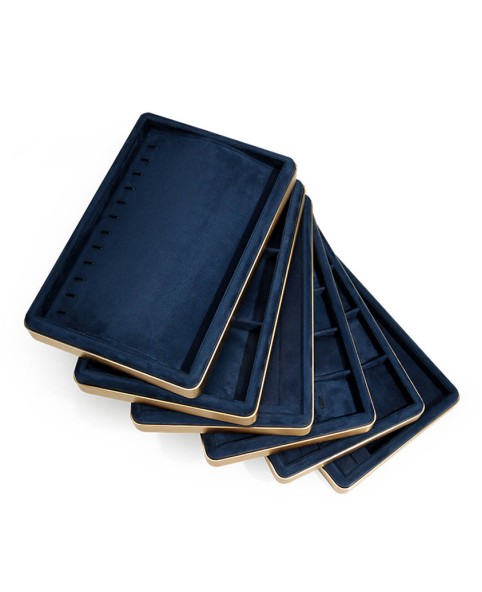 Luxury Navy Blue Velvet Jewelry Ring Display Tray For Sale