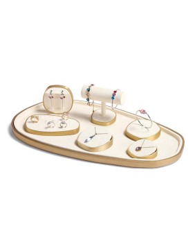 Luxury Cream Velvet Gold Jewelry Showcase Display Trays