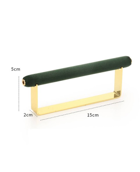 Темно-зеленый бархатный золотой металлический стенд для показа колец