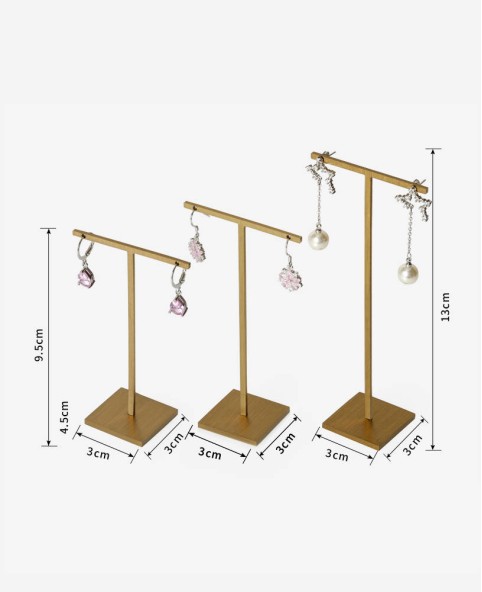 Hete verkoop gouden metalen sieraden T-bar oorbel displaystandaard