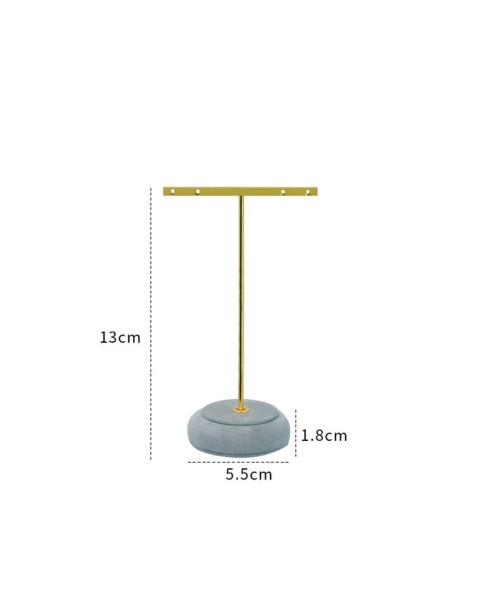New Gold Metal Grey Velvet T Bar Earring Jewelry Stands
