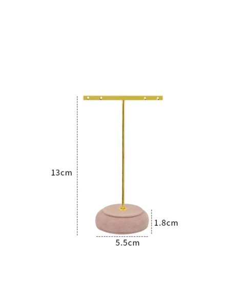 Νέα χρυσά μεταλλικά ροζ βελούδινα T Bar σκουλαρίκια σταντ για κοσμήματα