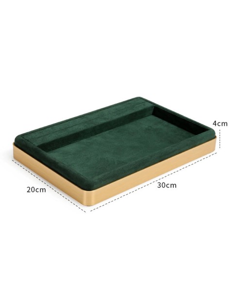 Luxus-Schmuck-Präsentationstabletts aus grünem Samt zu verkaufen
