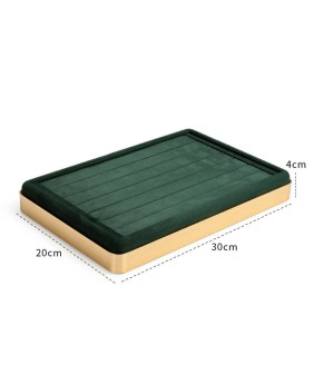 Luxus-Schmuck-Ring-Display-Tabletts aus grünem Samt zum Verkauf