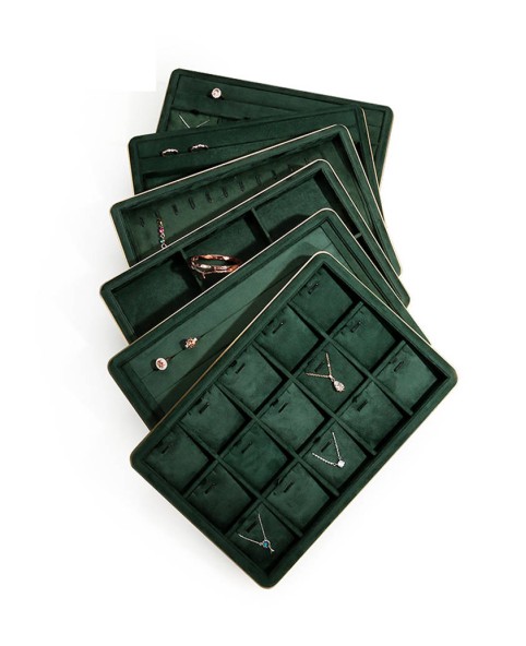 Luxury Green Velvet Bangle Display Trays For Sale