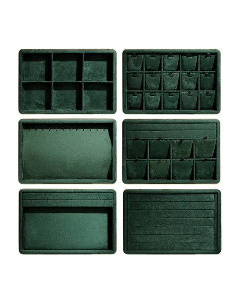 Luxury Green Velvet Bangle Display Trays For Sale
