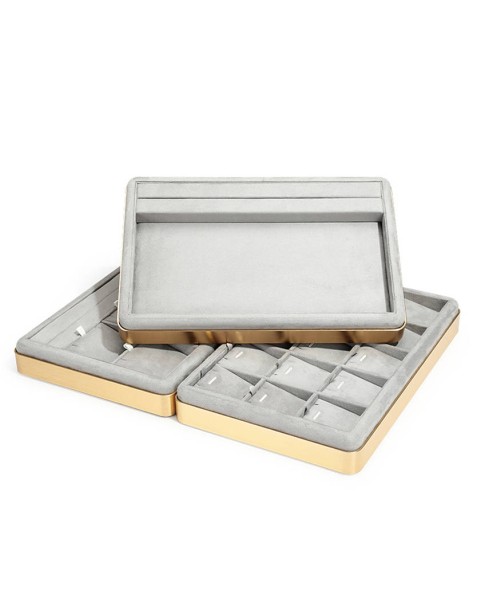 Luxury Grey Velvet Jewelry Ring Display Trays For Sale