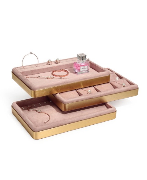 Luxury Stackable Velvet Jewelry Ring Display Tray For Sale