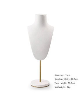 Stand Display Perhiasan Logam Emas Beludru Putih Modern