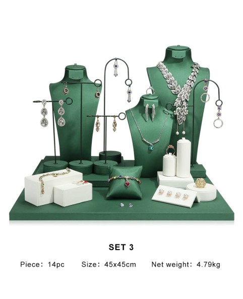 Populaire groen fluwelen sieraden etalage sets