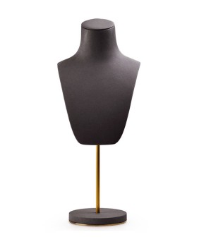 Espositore moderno per collane di gioielli in metallo dorato in pelle caffè