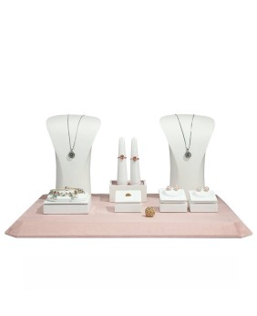 Luxury Pink Velvet Jewelry Showcase Display Stands For Sale