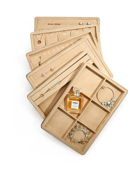 Luxury Khaki Velvet Jewelry Pendant Display Trays For Sale