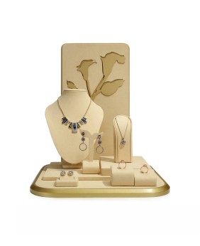 Luxury Modern Khaki Velvet Jewelry Window Display Sets 