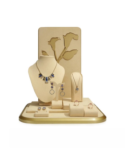 Luxury Modern Khaki Velvet Jewelry Window Display Sets