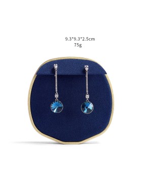 Luxury Navy Blue Velvet Gold Jewelry Earring Display Tray
