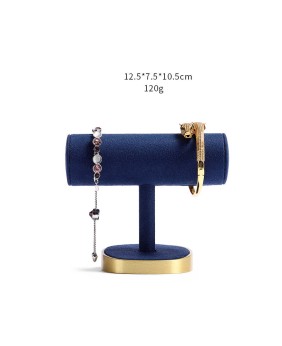 Novo design azul marinho de veludo ouro pulseira de joias suporte de exibição