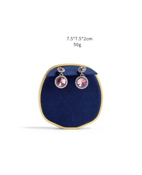 Luxury Navy Blue Velvet Gold Jewelry Earring Display Tray