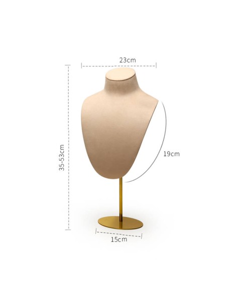 Luxury Gold Metal And Velvet Necklace Bust Stands