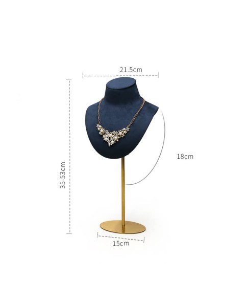 Luxury Gold Metal And Velvet Necklace Bust For Jewelry For Sale
