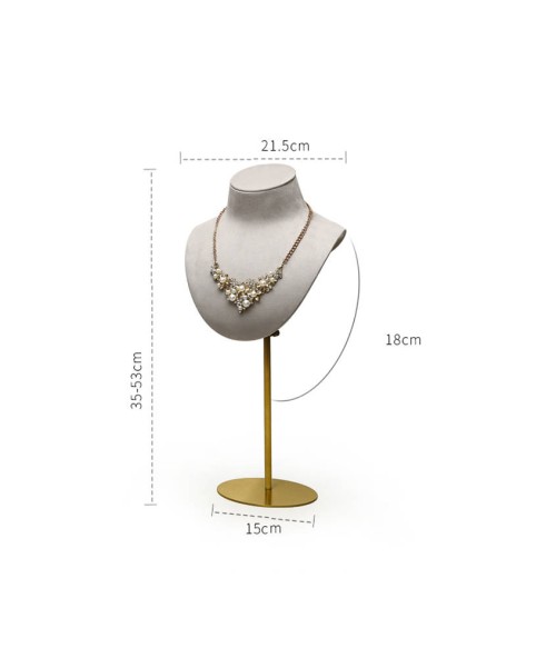 Busto de collar de terciopelo y metal dorado de lujo para joyería en venta