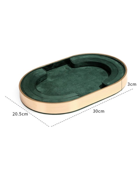 Luxuriöse grüne Samt-Ring- und Halsketten-Schmuck-Präsentationstabletts zum Verkauf