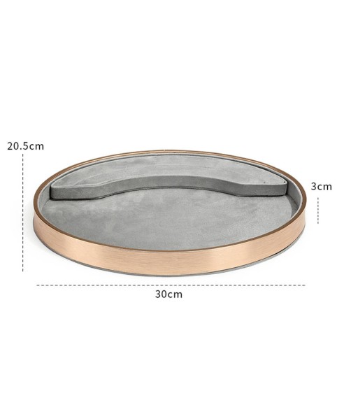 Luxe grijze fluwelen ovale sieraden display trays te koop