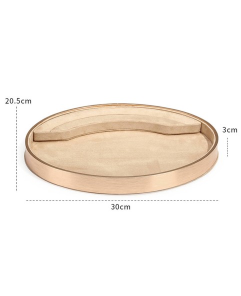 Luxe kaki fluwelen ovale sieraden display trays te koop