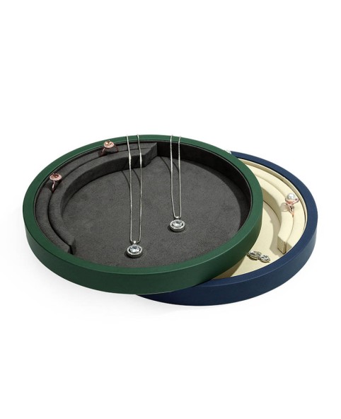 Luxury Green Necklace Jewelry Presentation Trays With Ring Display Insert For Sale
