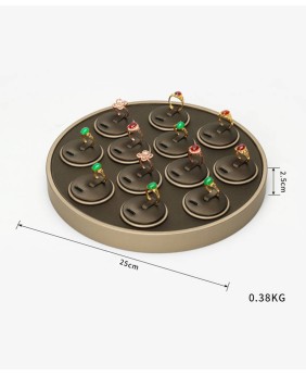 Luxury Brown Brushed Leather Jewelry Rings Display Presentation Trays For Sale
